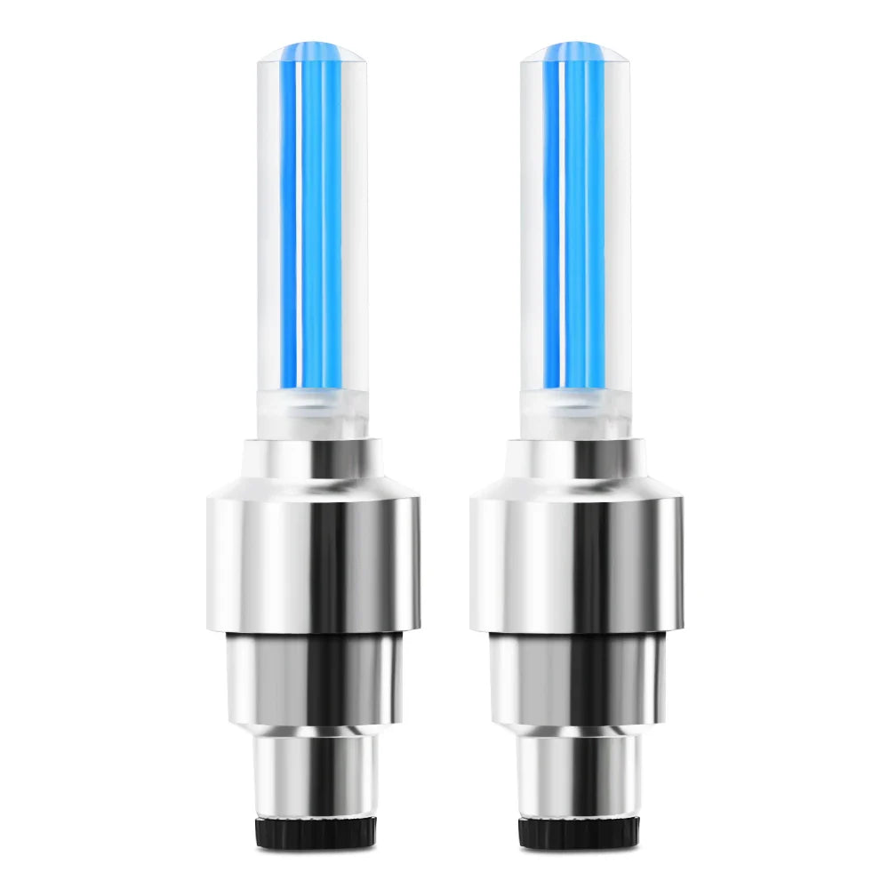 Pack of 4 Car Wheel LED Valve Lights – Blue Motion Sensor Tire Lights (Universal Fit)