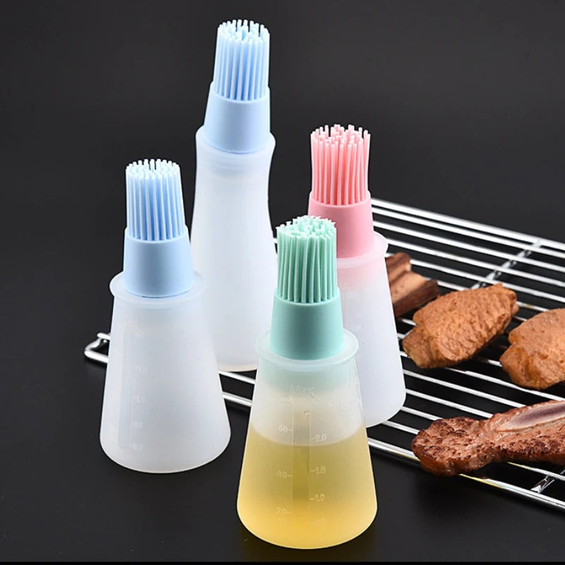 Pack of 2 BBQ Oil Brush Bottle – Silicone Basting Brush with Dispenser