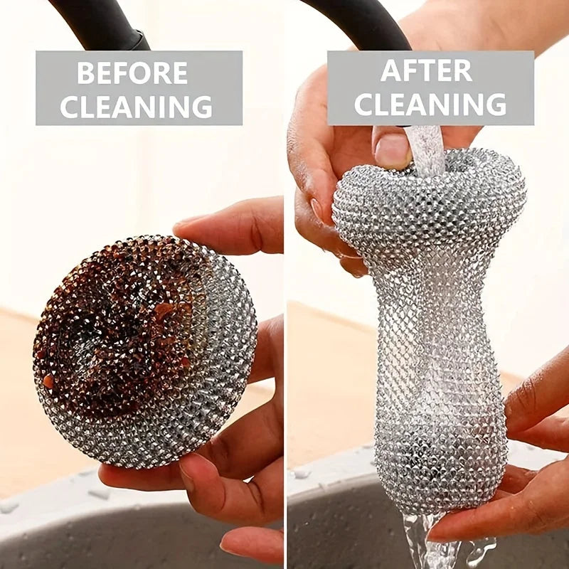 Pack of 2 Mini Palm Cleaning Brush – Stainless Steel Scrubber with Handle | Heavy Duty Dish & Kitchen Cleaning Brush
