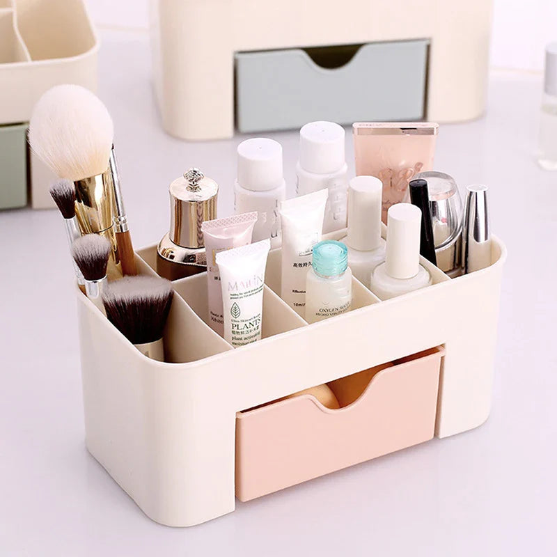 Cosmetic Organizer Box with Drawer – Makeup & Skincare Storage Holder