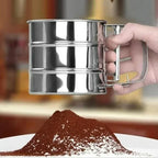 Stainless Steel Flour Sifter – Hand Press Baking Tool | Fine Mesh Atta & Sugar Sieve Cup