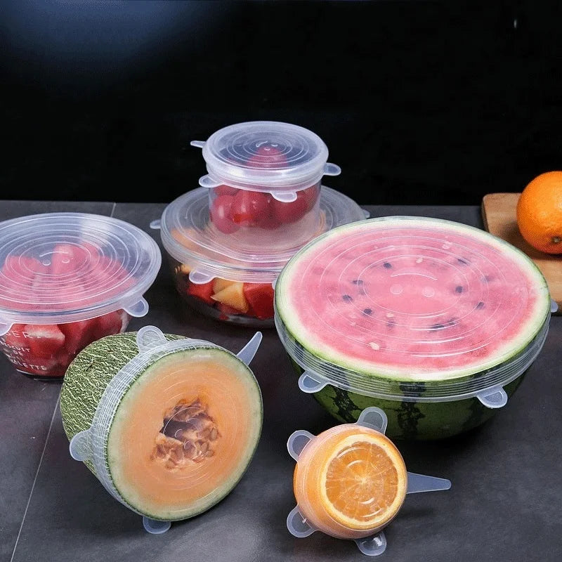 Silicone Stretch Lids (6 Pack) – Reusable Food Covers | Airtight Bowl & Container Covers