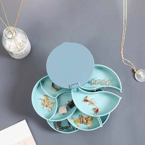 4 Layer Rotating Jewellery Organizer Box with Mirror – Multi-Storage Case