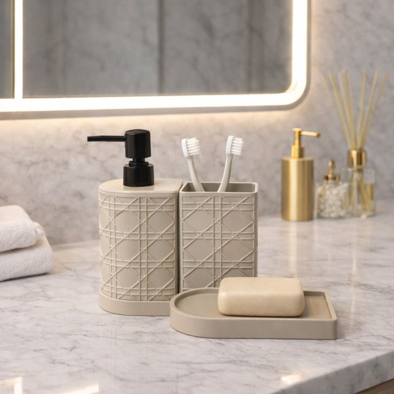 Luxury Bathroom Set – Soap Dispenser + Toothbrush Holder (Pack of 2)