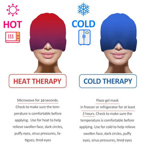 Hot & Cold Therapy Ice Cap – Gel Headache Relief Mask | Migraine Relief & Stress Cooling Cap