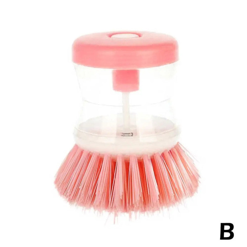 Pack of 2 Dish Cleaning Brush with Soap Dispenser – Automatic Liquid Dispensing Kitchen Scrubber