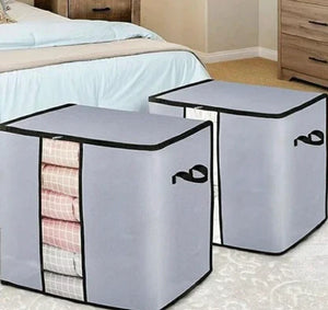 Pack of  3 Premium Grey Storage Bag – Large Capacity Clothes & Blanket Organizer