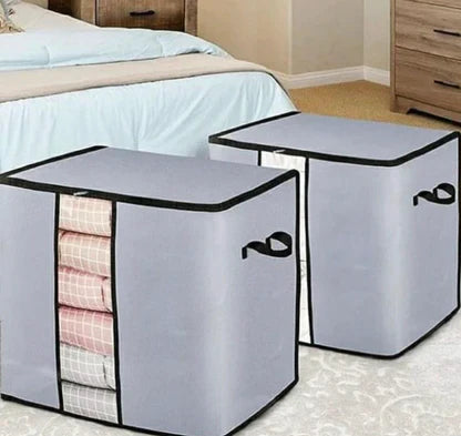 Pack of  3 Premium Grey Storage Bag – Large Capacity Clothes & Blanket Organizer