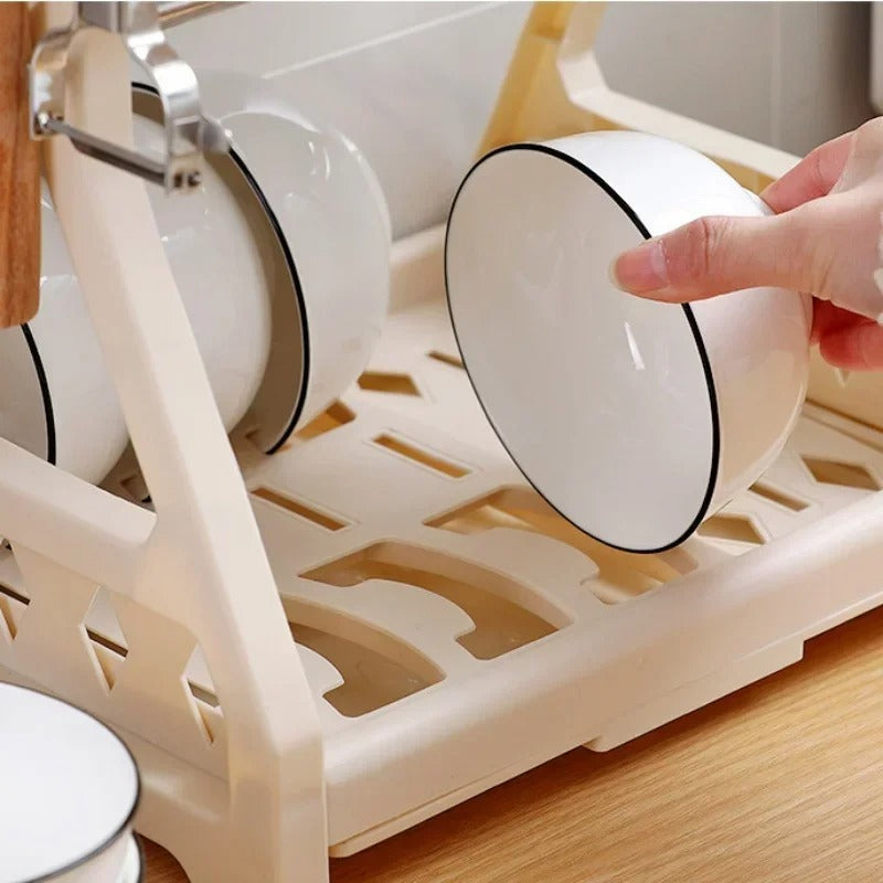 2-Tier Comfort Kitchen Rack – Dish Drying Rack with Cutlery Holder