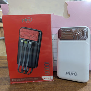 PJM KC-21 Power Bank 10000mAh – 22.5W Fast Charging with Built-in Cables