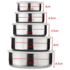 5 Pcs Stainless Steel Bowl Set with Lids – Multi-Size Kitchen Mixing & Storage Bowls