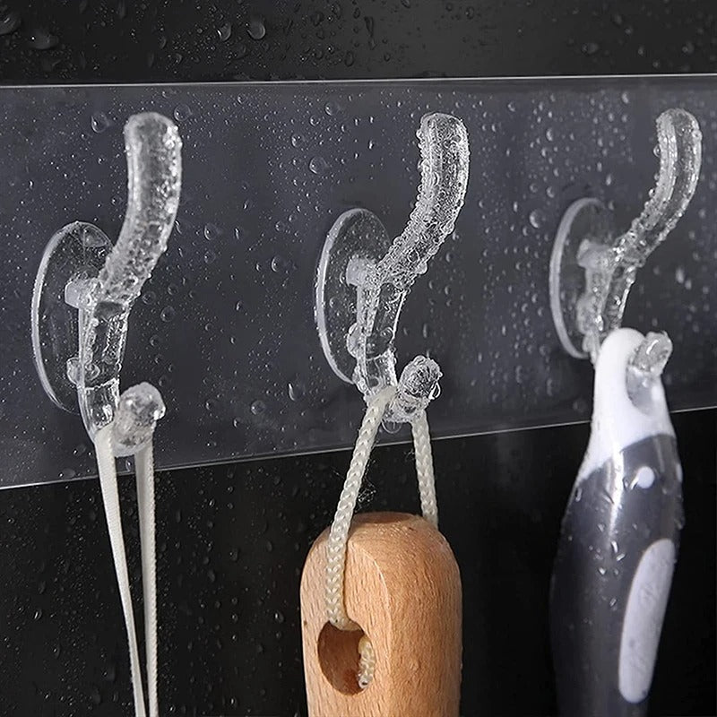 Pack of 2 Crystal Hook Patti – Transparent Wall Hook Strip | Strong Adhesive Multi Hook Hanger