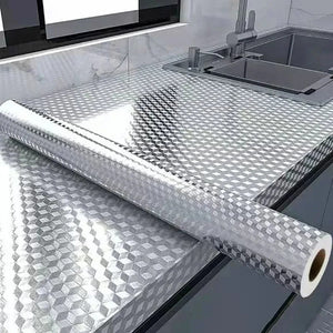 Silver Foil Kitchen Sheet (45x150cm) – Self Adhesive Aluminum Cabinet & Countertop Protector