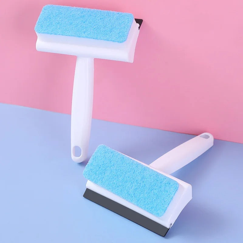 Pack of 2 Foam Glass Wiper with Handle – Window Cleaning Squeegee & Scrubber (2 in 1)