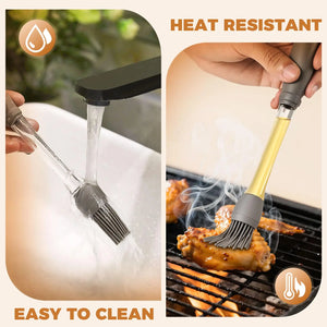Pack of 2 Oil Push Silicone Brush – BBQ Oil Dispenser Brush for Cooking & Baking