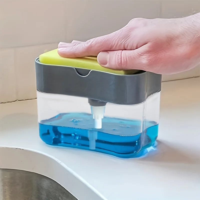 2-in-1 Soap Pump Dispenser with Sponge Holder – Press Type Liquid Soap Box