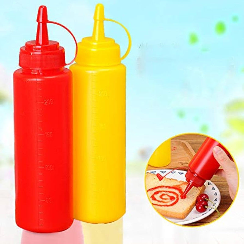 Ketchup Red & Yellow Squeeze Bottles (Pack of 2) – Leakproof Sauce Dispenser Set