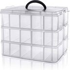 4 Layer Stackable Storage Box Organizer – Multi Tier Plastic Storage Case with Compartments & Lock