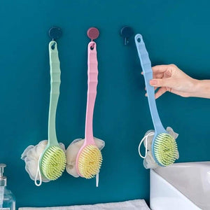 Bath Stick Loofah with Long Handle – 2 in 1 Body Scrubber & Shower Brush