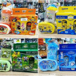 Kids Gift Lunch Box Set – Lunch Box + Water Bottle Combo (Cartoon Design)