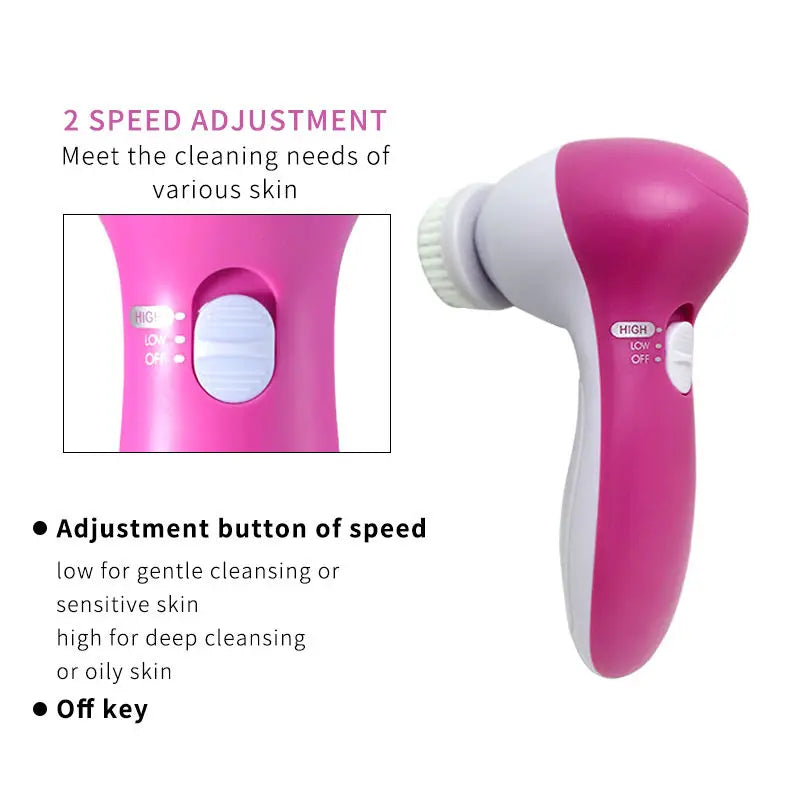 5 in 1 Facial Massager & Cleansing Brush – Electric Skincare Device