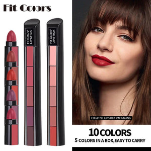 5 in 1 Lipstick Palette – Multi Shade Matte Lipstick Stick | Long Lasting Travel Friendly Lip Colors