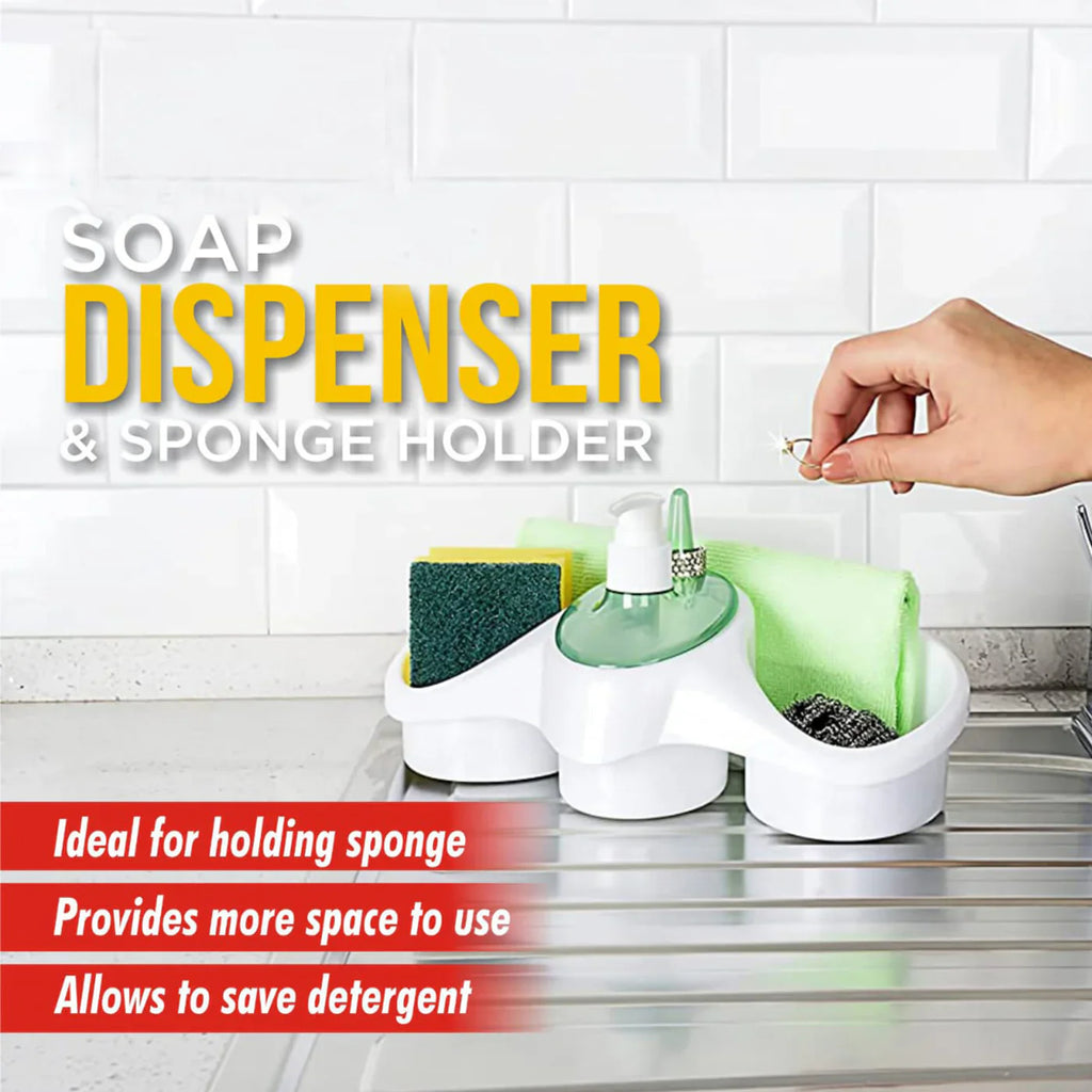 Imperial Soap Pump with Sponge Holder – 3-in-1 Kitchen Sink Organizer | Durable & Mess-Free Cleaning Solution