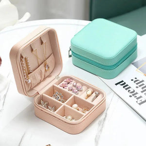Compact Leather Jewellery Box – Travel Organizer Case with Premium Box Packing
