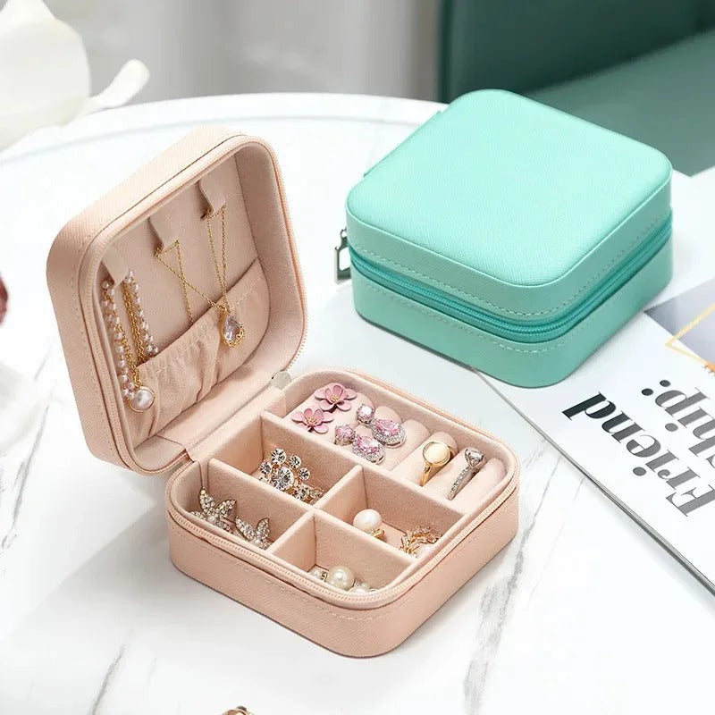 Compact Leather Jewellery Box – Travel Organizer Case with Premium Box Packing