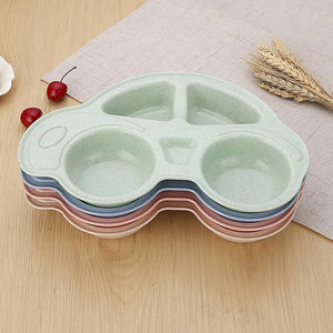 Pack of 2 Car Shape Kids Plate – Multi-Section Cartoon Food Serving Tray for Children