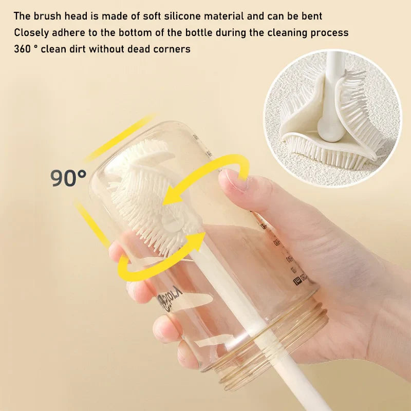 Pack of 2 Glass Cleaning Brush (Big) – 360° Bottle & Cup Cleaner | Long Handle Deep Cleaning Brush with Stand