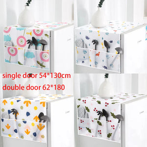 Fridge Cover with Storage Pockets – Dustproof Refrigerator Top Organizer