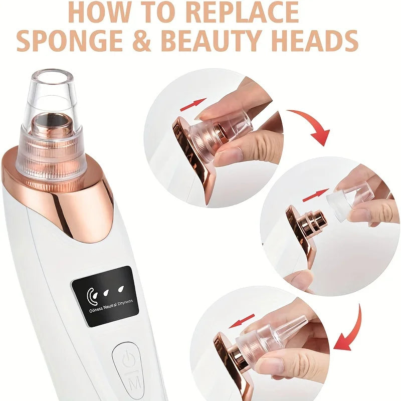 Electric Blackhead Remover Vacuum – Pore Cleaner & Acne Suction Device (5 Heads)