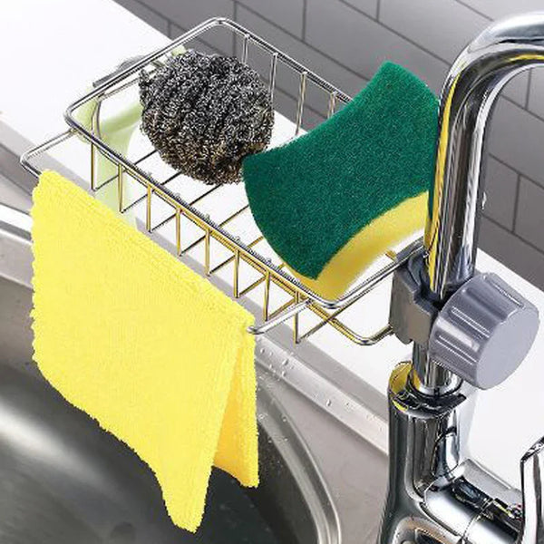 Kitchen Sink Rack Organizer – Faucet Sponge Holder & Storage Caddy