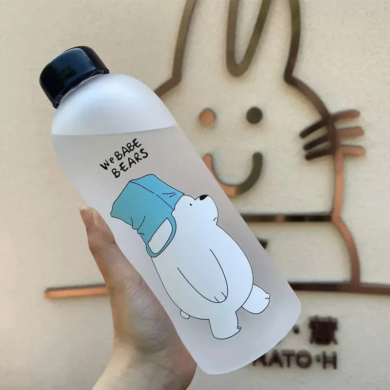 Panda Bear Transparent Water Bottle – Cute Straw Bottle (Leakproof & BPA Free)