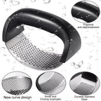 Garlic Press Crusher – Stainless Steel Garlic Mincer | Easy Grip Ginger & Garlic Crusher Tool