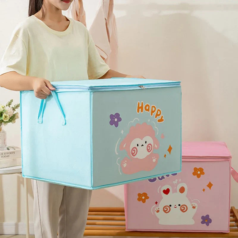 Happy Storage Bag – Foldable Large Capacity Clothes & Blanket Organizer