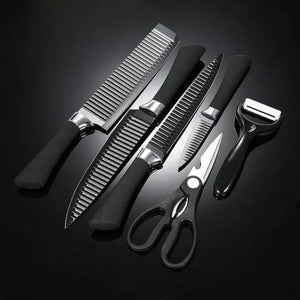 6 Pcs Stainless Steel Knife Set – Premium Kitchen Knives with Peeler & Scissors