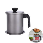 Stainless Steel Oil Pot 1.4L – Oil Strainer Container with Filter | Kitchen Oil Storage & Reuse Pot