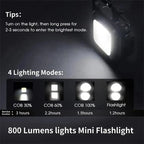 Pack of 2 Mini Keychain COB LED Light – Rechargeable Pocket Flashlight with Bottle Opener & Stand