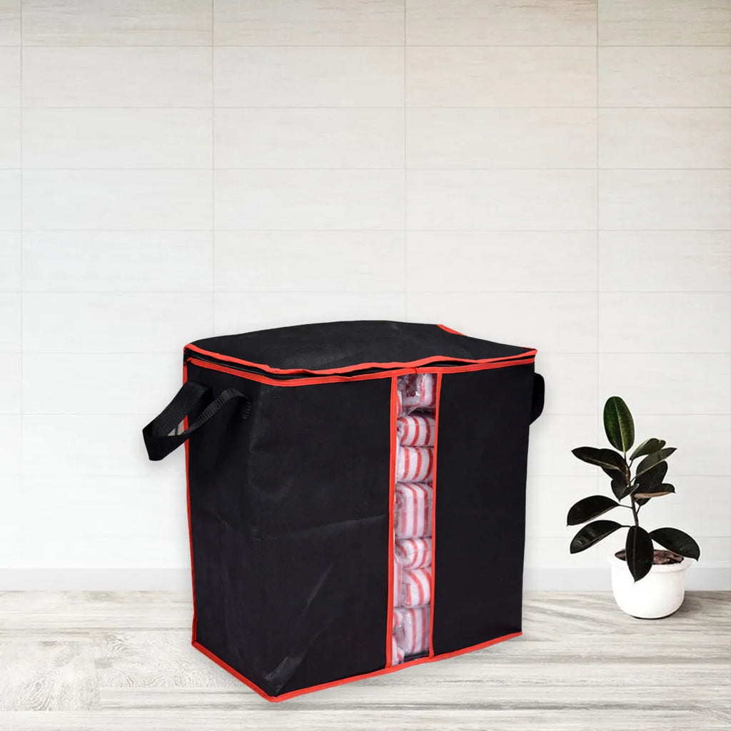 Pack of 2 Black Storage Bag – Premium Large Capacity Clothes & Blanket Organizer