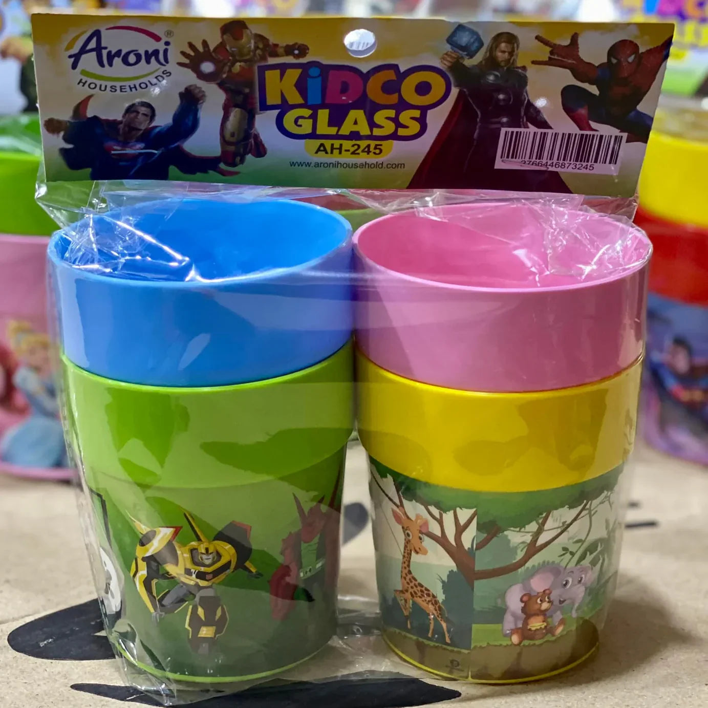 Kidco Glass Set – 4 PCS Kids Cartoon Drinking Cups