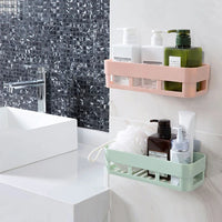 Pack of 2 Wall Mounted Bathroom Shelf – No Drill Storage Rack for Shampoo & Accessories