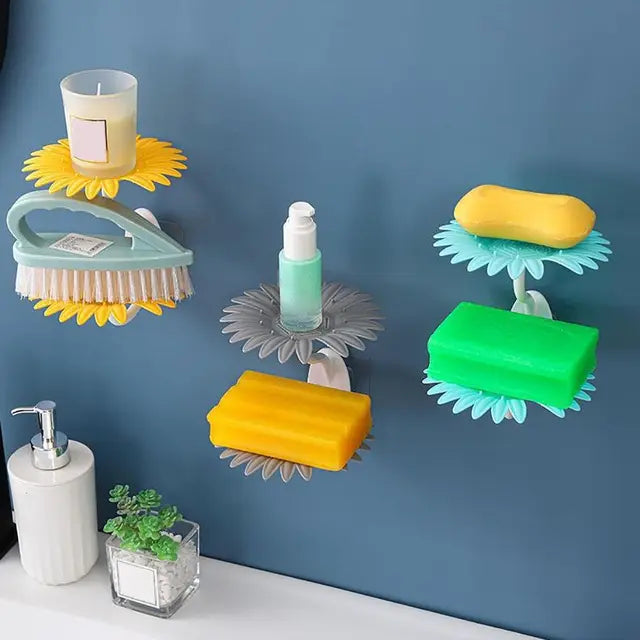 Pack of 2 Sunflower Soap Holder 2 Layer – Wall Mounted Self Draining Soap Dish 🌻