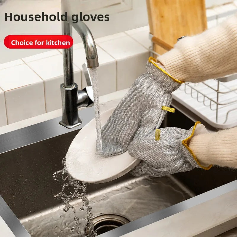 Pack of 2 Steel Wire Cleaning Gloves – Heavy Duty Kitchen Scrubber Gloves | Cut Resistant Dishwashing & Cleaning Gloves