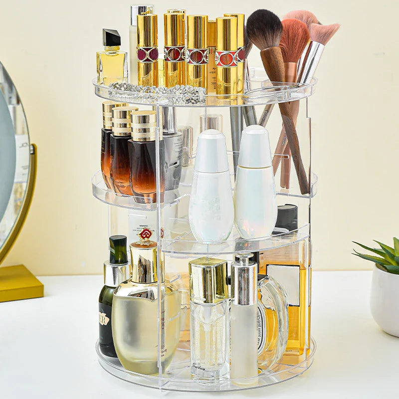 Diamond Cut Makeup Organizer (10 Inch) – 360° Rotating Cosmetic Storage Box