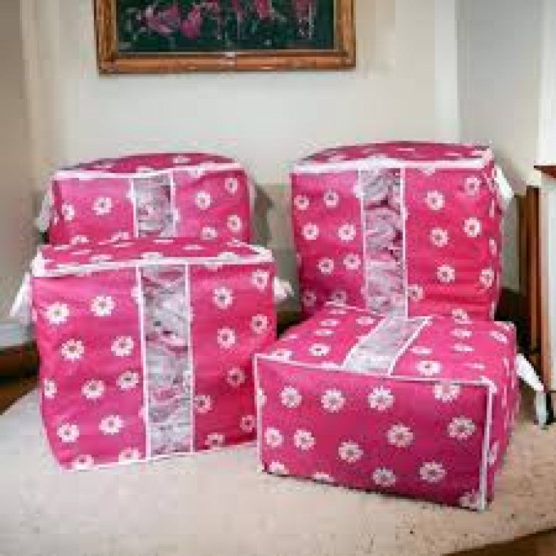 Pack of 2 Floral Large Storage Bag – Multipurpose Clothes & Blanket Organizer