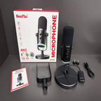 NeePho NP-M03 Podcast Microphone – RGB Condenser Mic with Stand & Noise Reduction