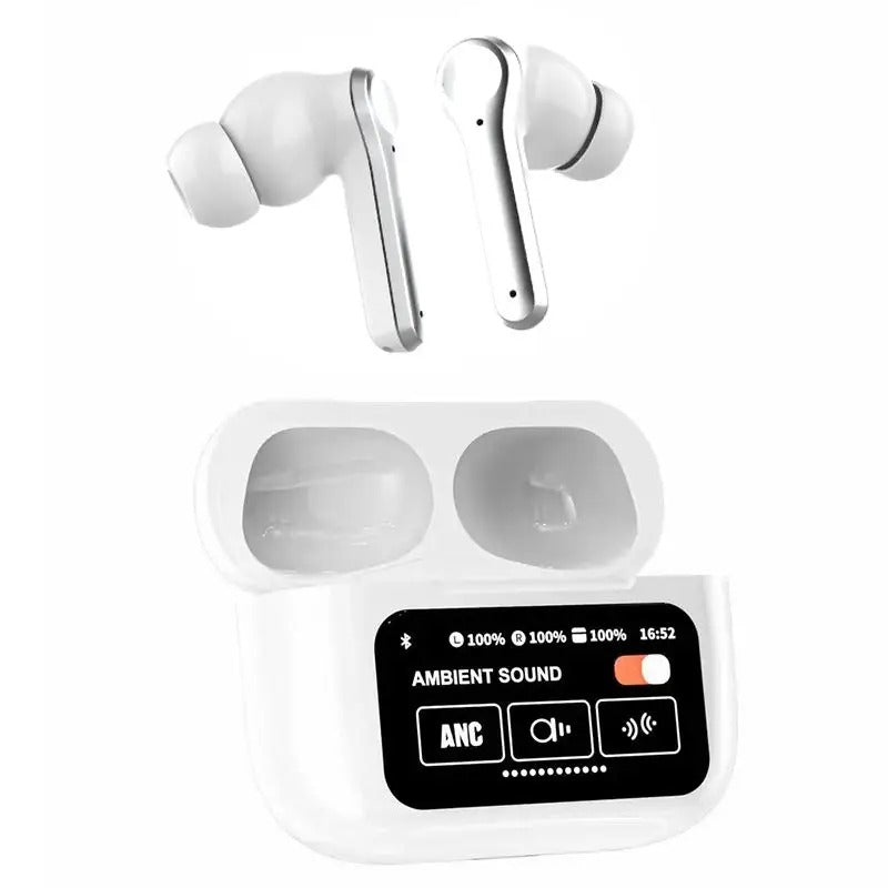 A9 Smart Tactile Wireless Earbuds – Touch Screen Display, Noise Reduction & Bluetooth