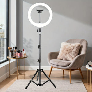 LED Ring Light with Stand – Adjustable Tripod Light for Makeup, TikTok & YouTube